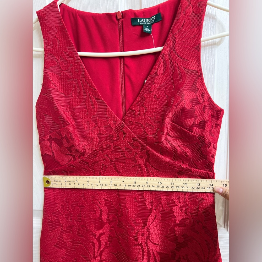 Lauren Ralph Lauren Red Lace Maxi Dress - Picture 10 of 11